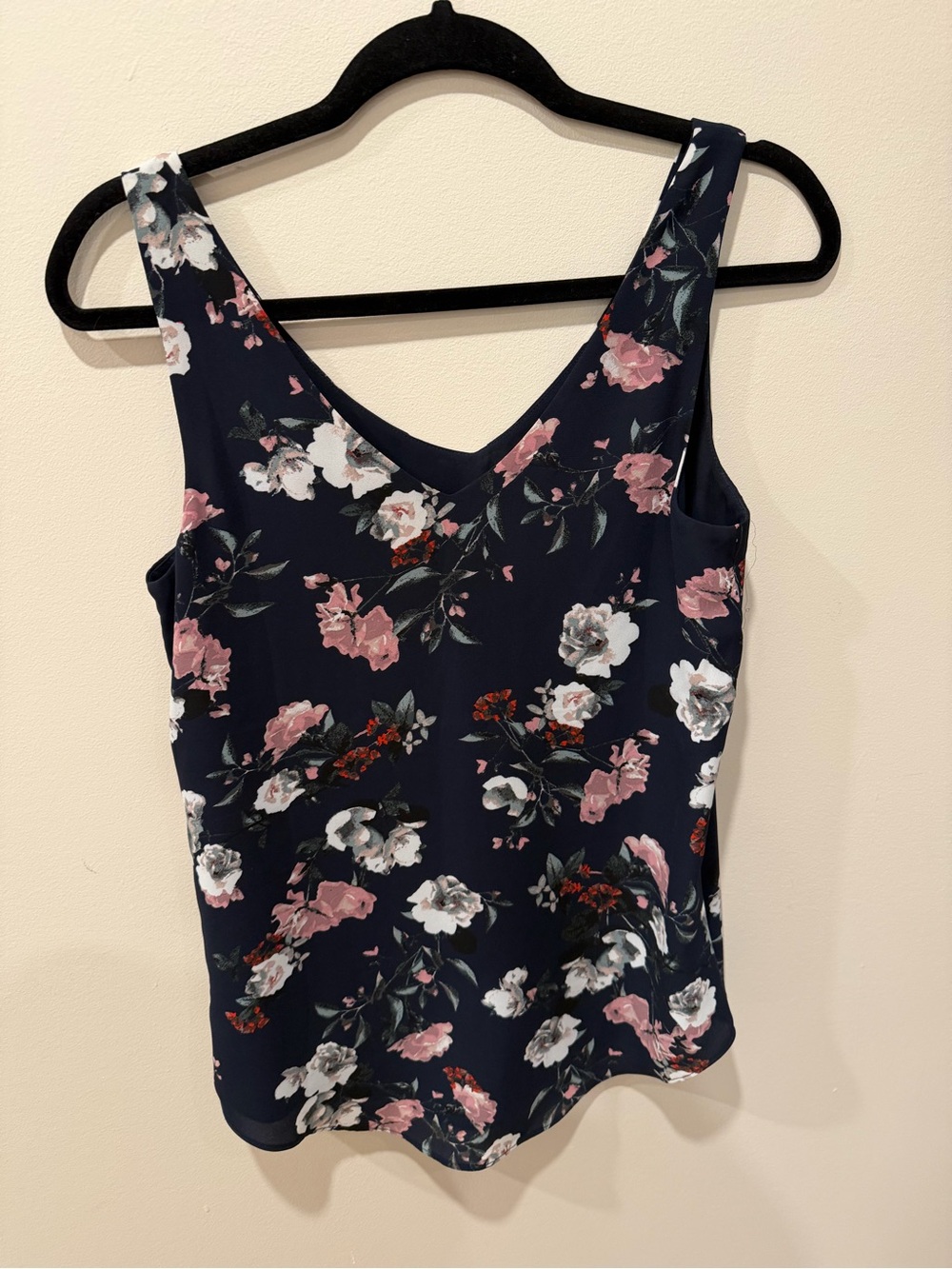 RW&CO. Navy Floral V-Neck Camisole with Pink & White Blooms